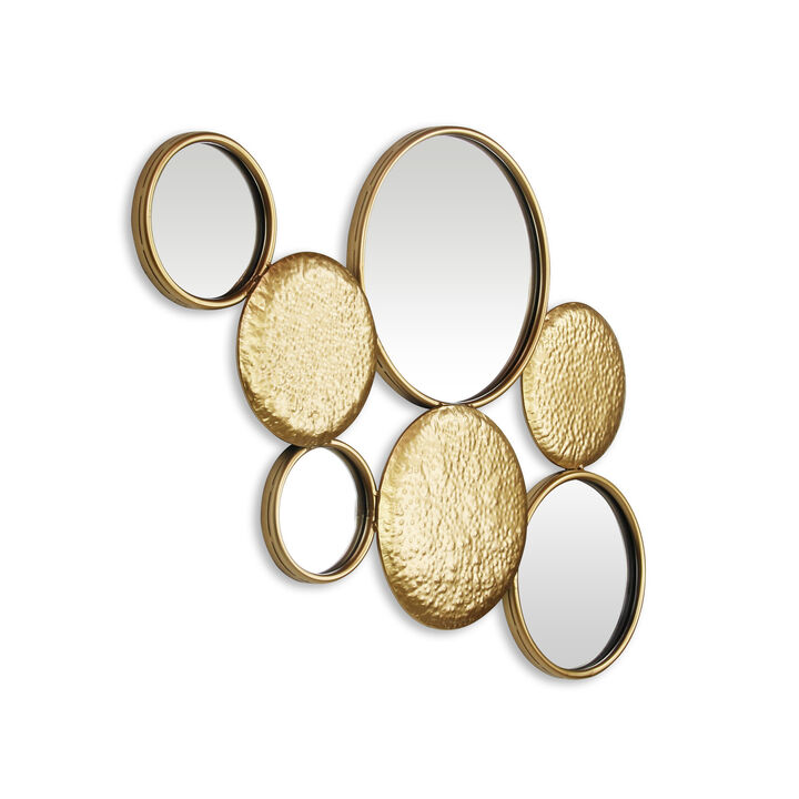 34.5" Precious Gold Round Decorative Benuve Multi-Level Wall Mirror