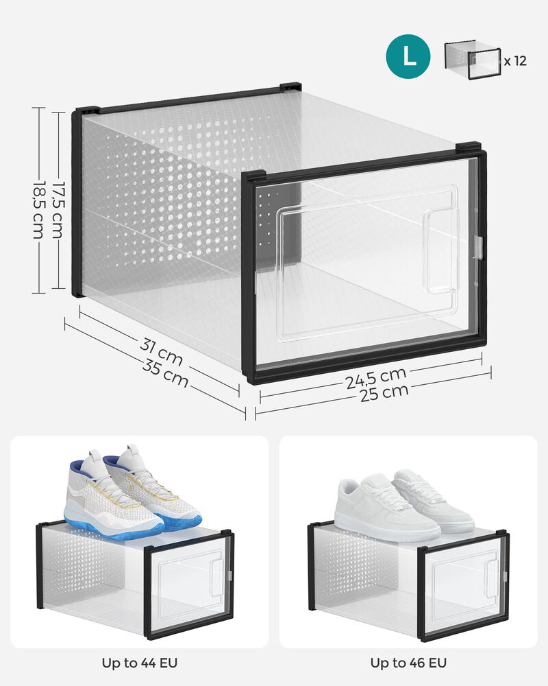 Pack of 18 Stackable Shoe Storage Organizers - Efficient Shoe Boxes for Neat Storage