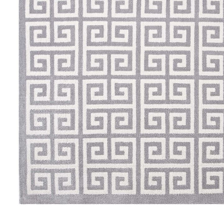 Freydis Greek Key 5x8 Area Rug - White and Light Gray