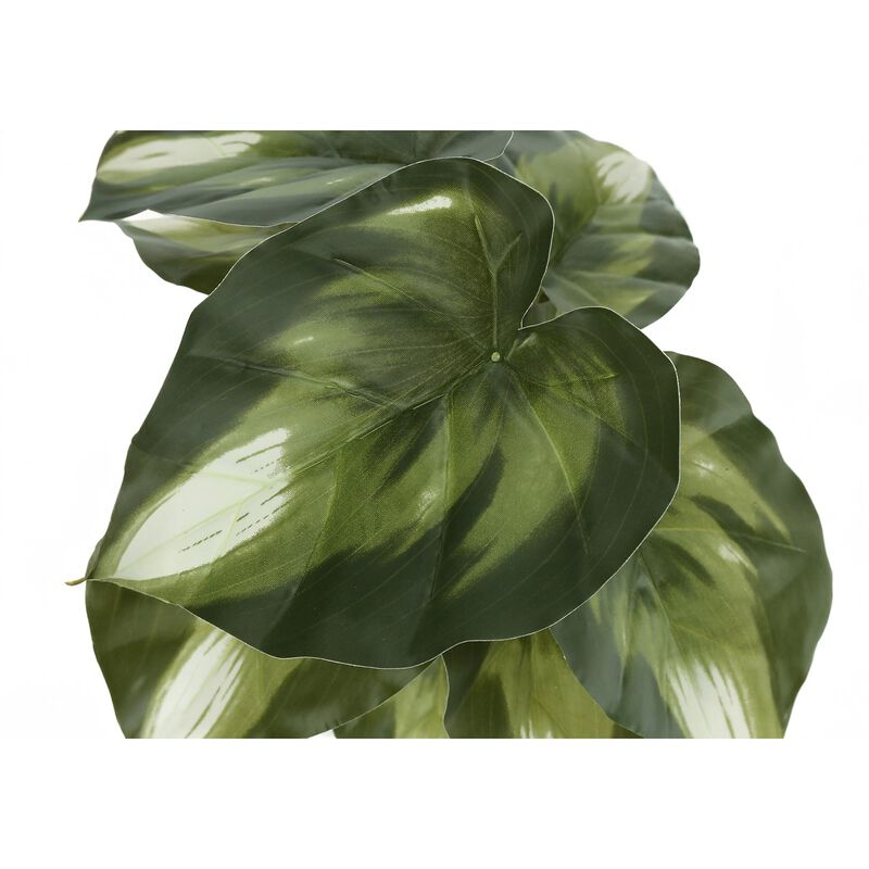 Monarch Specialties I 9584 - Artificial Plant, 13" Tall, Monstera Calthea, Indoor, Faux, Fake, Table, Greenery, Potted, Set Of 2, Decorative, Green Leaves, Black Pots