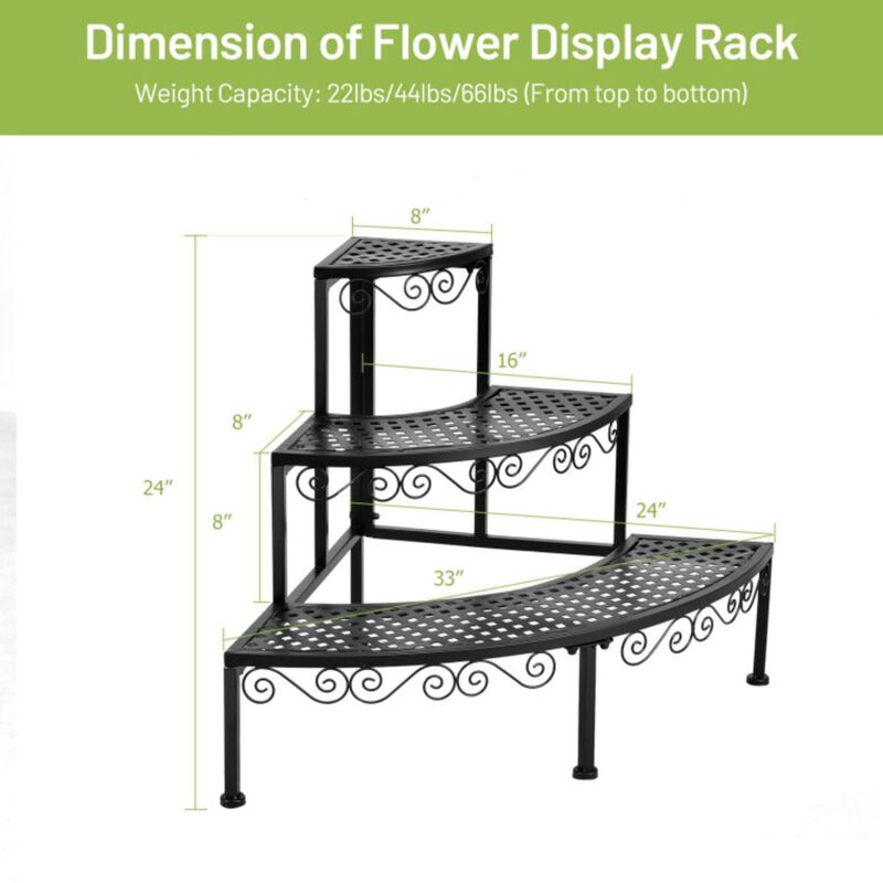 Hivvago 3-Tier Corner Metal Flower Ladder Plant Stand