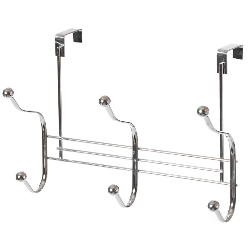 Chrome 6 Hook Hanger Organizer, Hang Over The Door Kitchen Vanity Towel Hook, Entryway Coat Rack