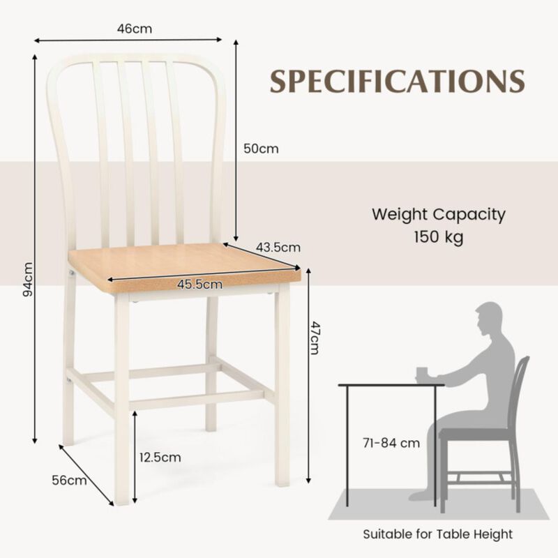 Hivvago Armless Spindle Back Dining Chair Set of 2 with Ergonomic Seat