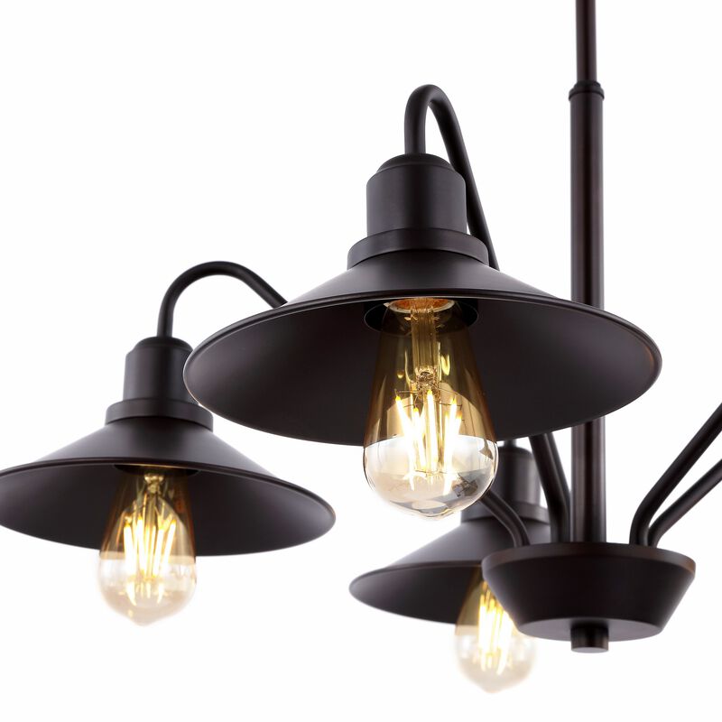 Cole 27" 5-Light Metal Farmhouse Industrial LED Chandelier, Oil Rubbed Bronze