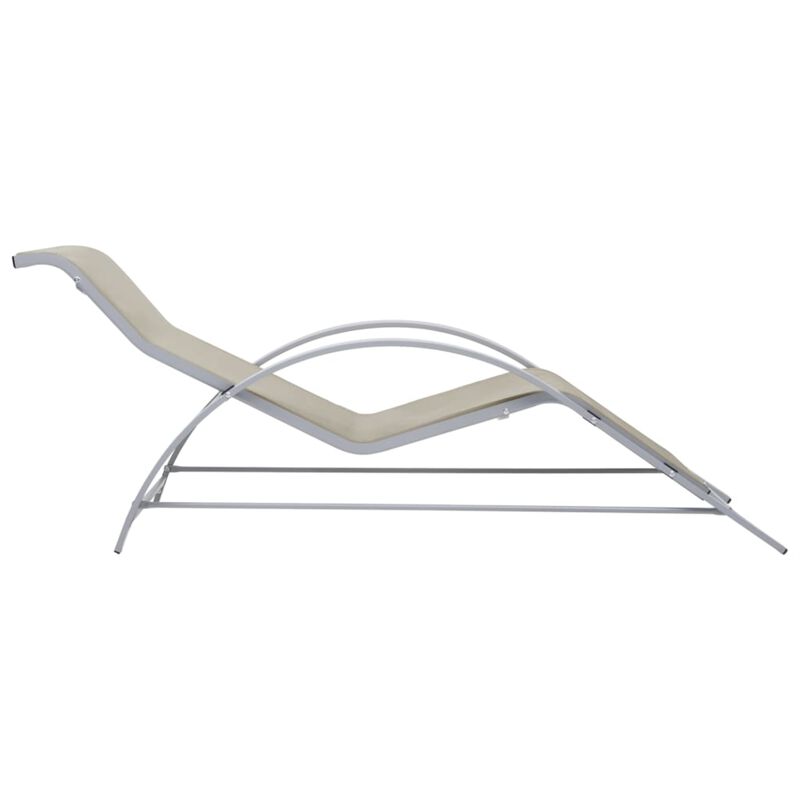 vidaXL Patio Sunlounger - Comfortable, Weather-Resistant, Cream Color Textilene with Aluminum and Steel Frame, Ergonomic Design, Perfect for Garden, Beach, and Poolside Lounging