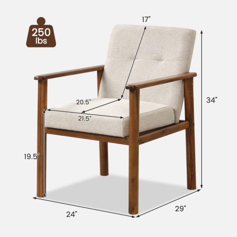Hivvago Modern Accent Linen Fabric Armchair with Solid Wood Legs and Soft Cushioned Seat