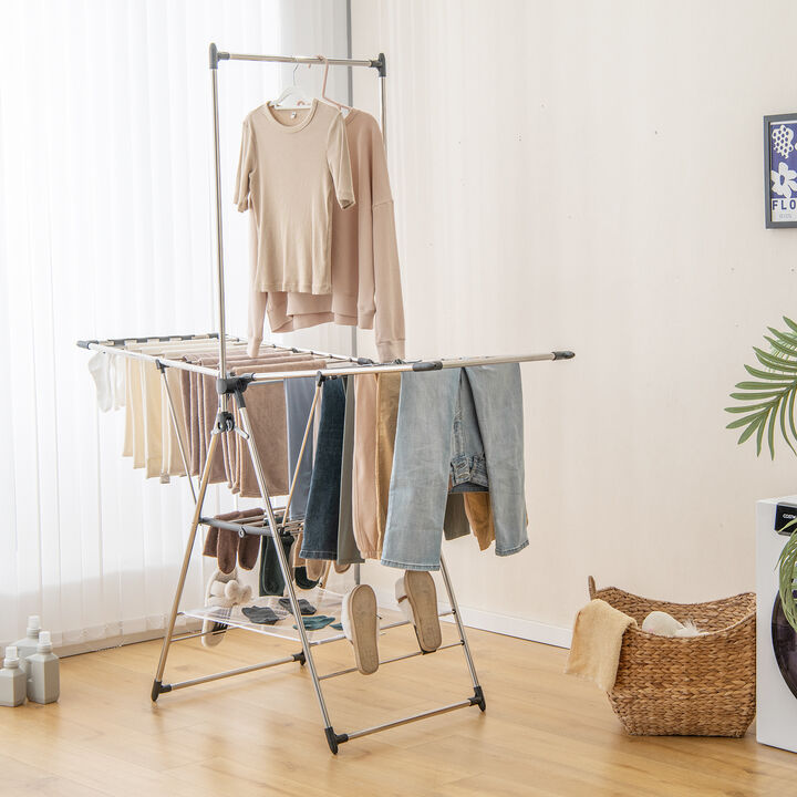Clothes Drying Rack with 6-Level Adjustable Height
