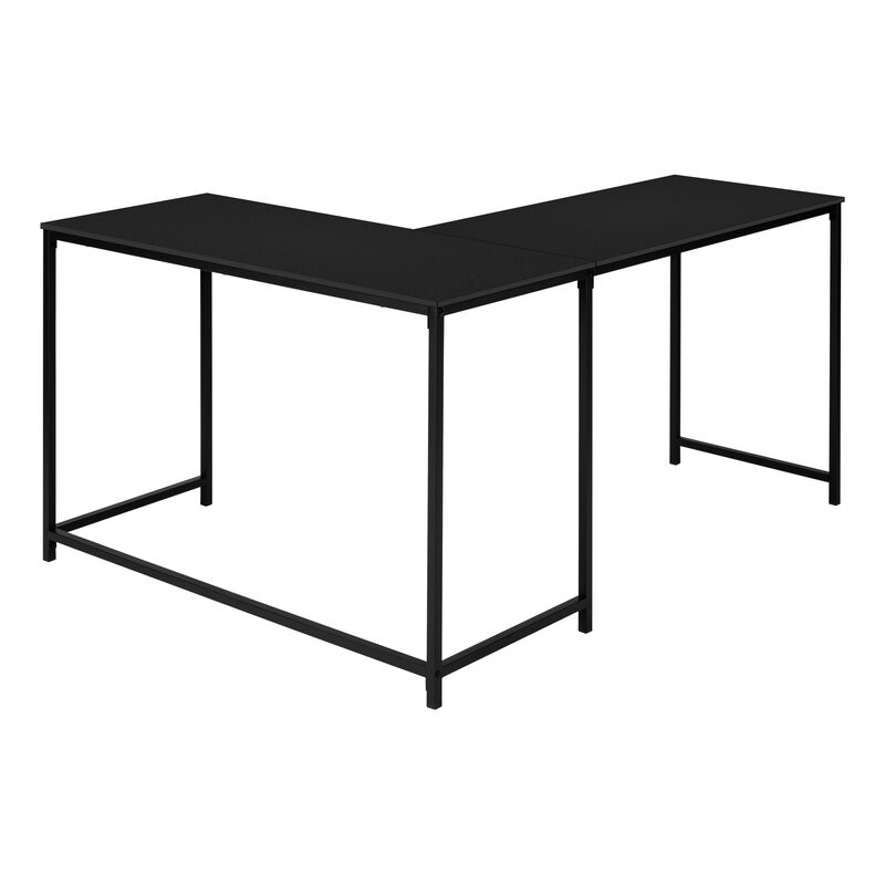 Monarch Specialties I 7394 Computer Desk, Home Office, Corner, 58"L, L Shape, Work, Laptop, Metal, Laminate, Black, Contemporary, Modern