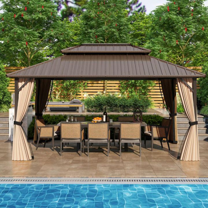 Hivvago Hardtop Gazebo Outdoor Pergola for Patio Garden Deck Lawn Backyard Party Tent