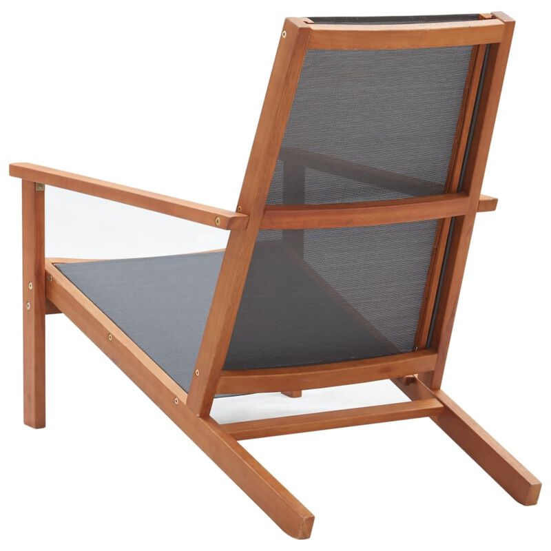 vidaXL Outdoor Lounge Chair - Gray Solid Eucalyptus Wood and Breathable Textilene Fabric - Durable Patio/Garden Furniture with Natural Oil Finish, Easy Assembly and Maintenance - 25.2"x36.2"x32.7"...