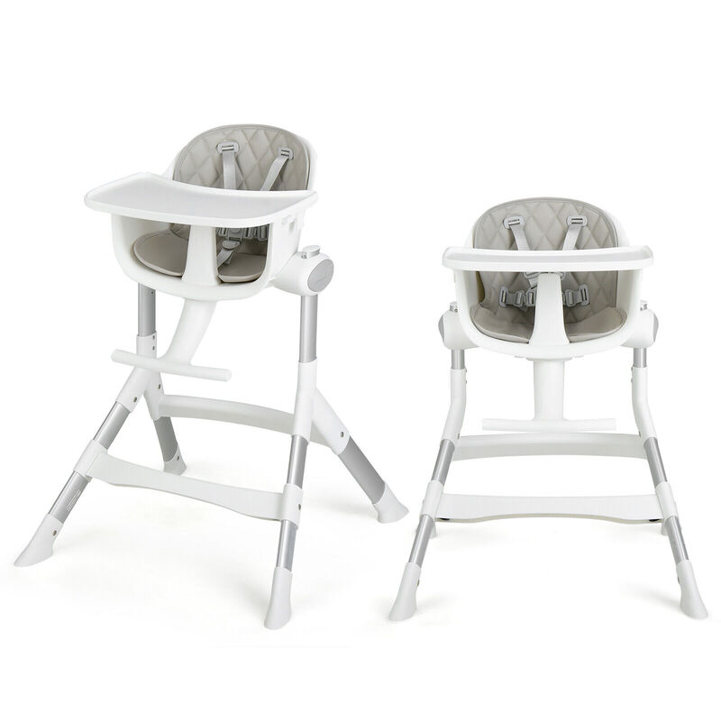 4-in-1 Convertible Baby High Chair with Aluminum Frame-Gray