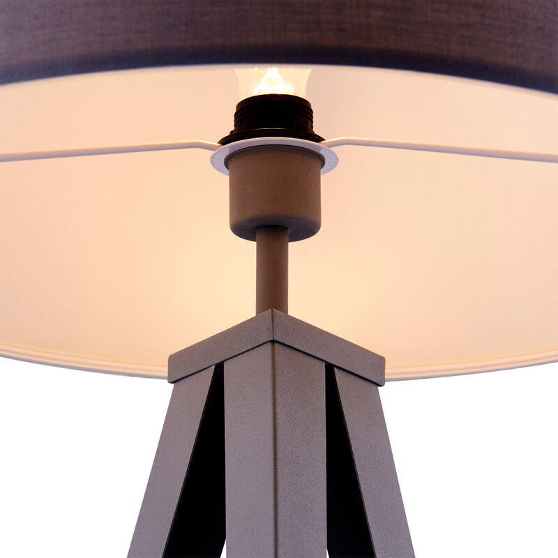 Teamson Home Tripod Floor Lamp Drum Shade Wooden Black/Gray Romanza