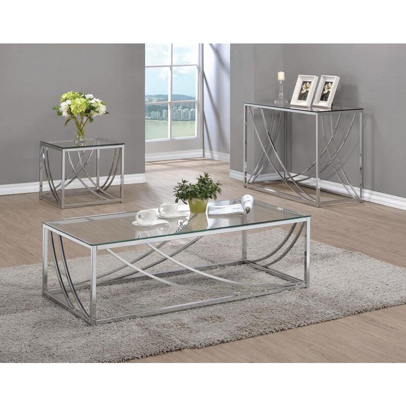 Lille Glass Top Rectangular Coffee Table Accents Chrome