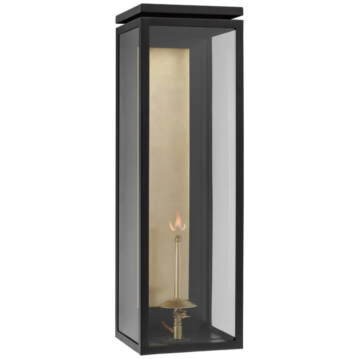 Fresno XL 3/4 Gas Wall Lantern in Matte Black with Clear Glass