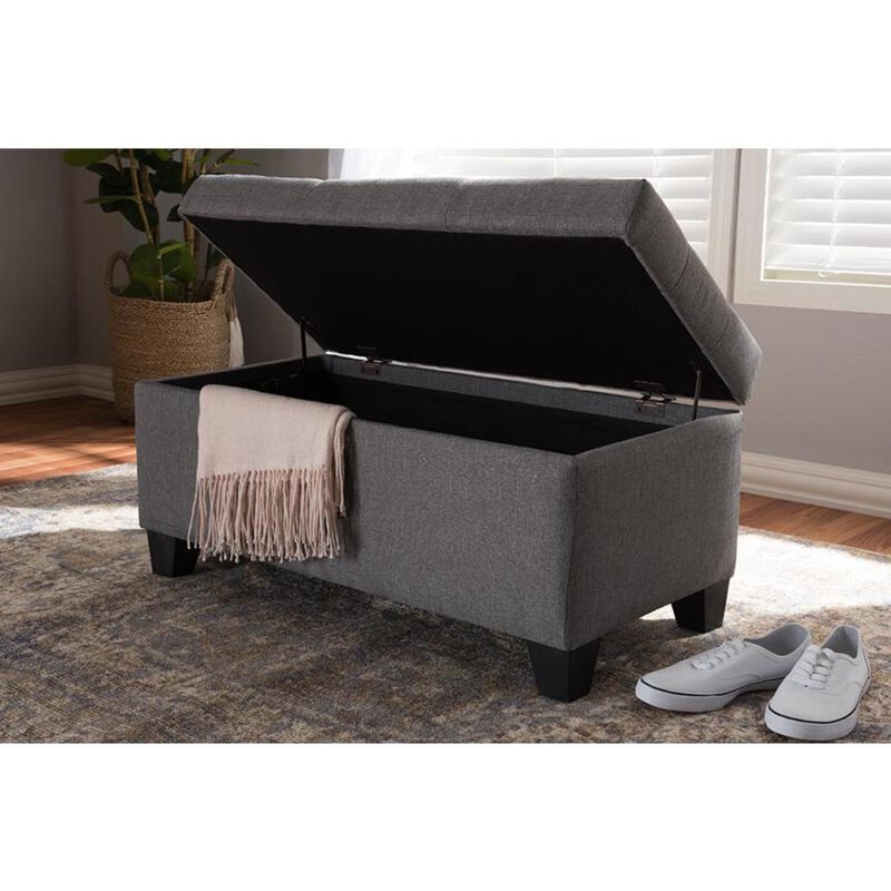 Michaela Modern and Contemporary Grey Fabric Upholstered Storage Ottoman