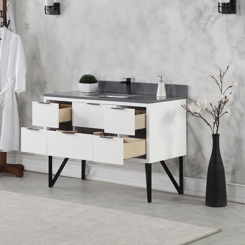 Altair 48 Single Bathroom Vanity in White without Mirror