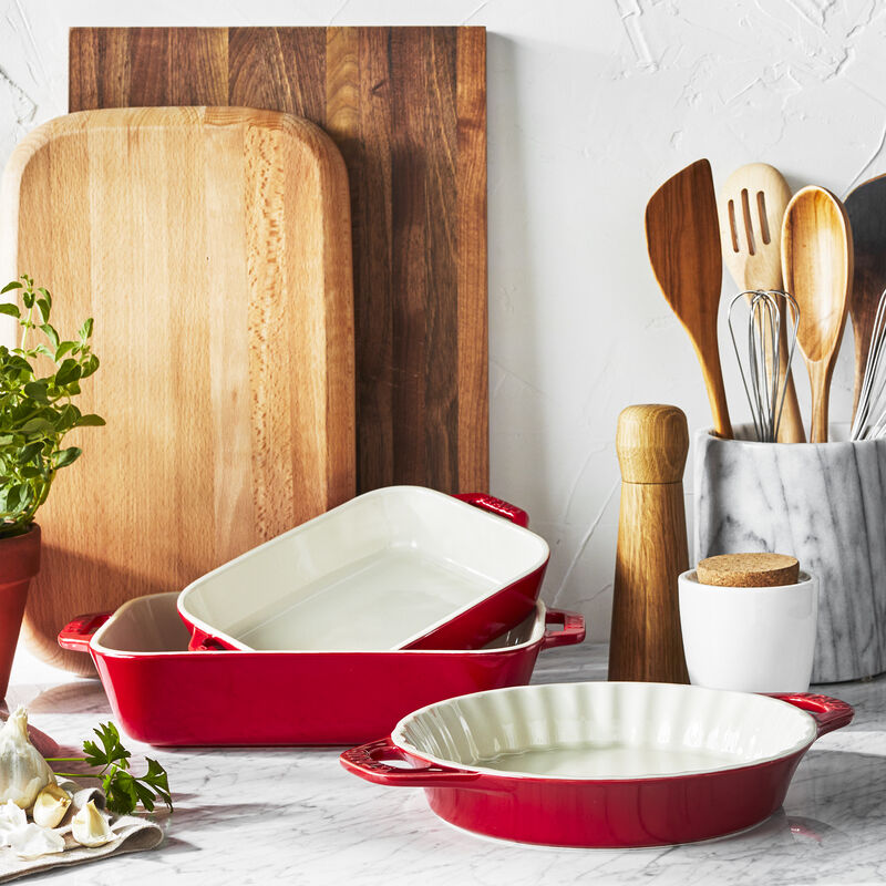 Staub Ceramic 3-pc Mixed Baking Dish Set - Cherry