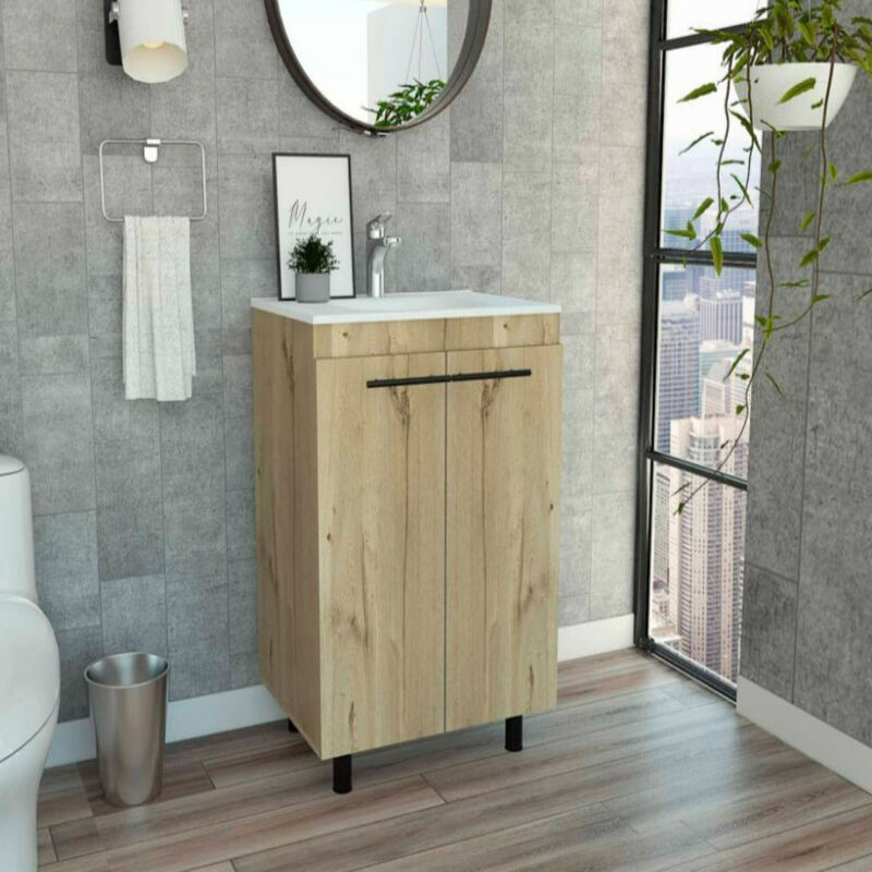 Floor Cabinet Oxnard, Bathroom, Light Oak