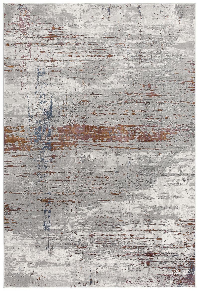 Sardini Contemporary Abstract Grey Red Indoor Area Rug