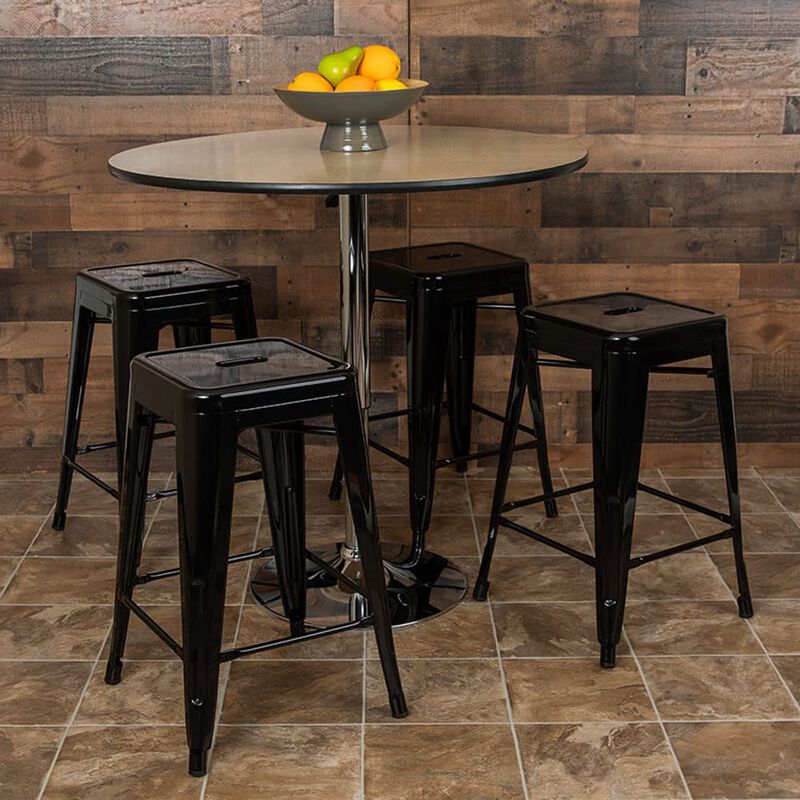 Flash Furniture Lily 24" High Metal Counter-Height, Indoor Bar Stool in Black - Stackable Set of 4