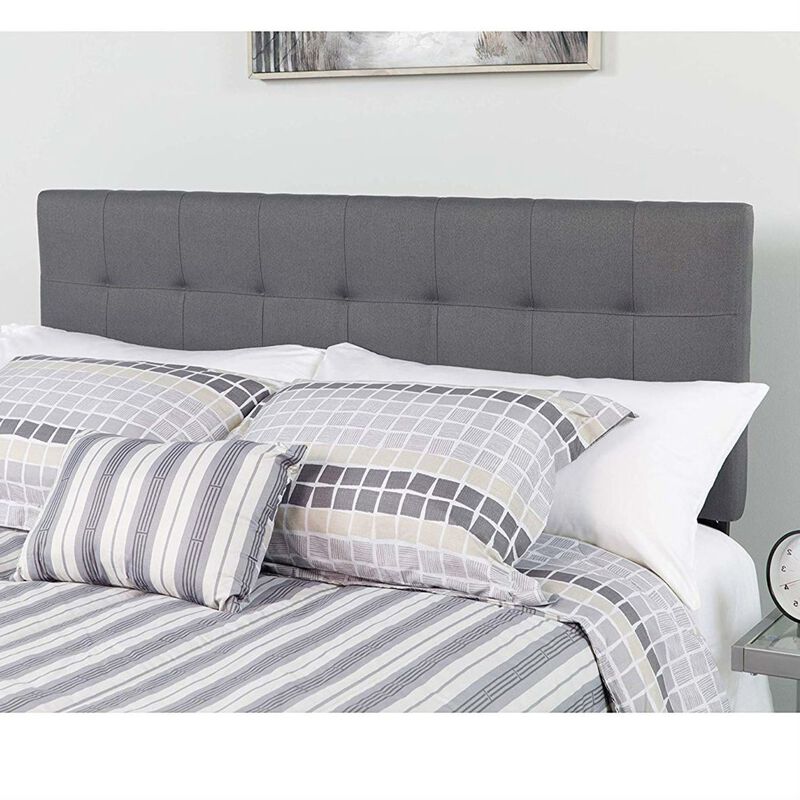 Hivvago Full size Dark Grey Fabric Linen Upholstered Panel Headboard