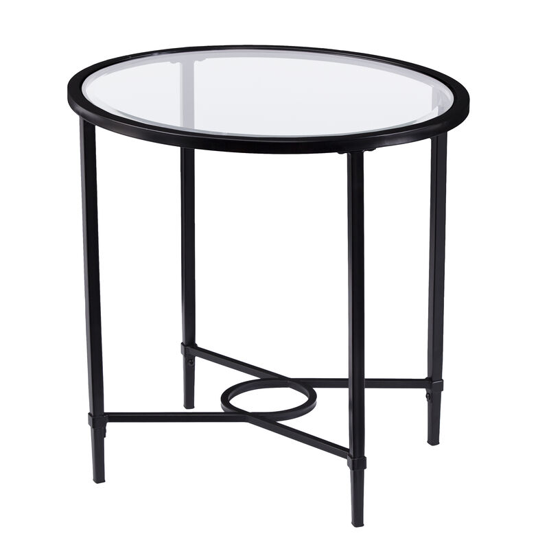 Quinton Metal/Glass Oval Side Table