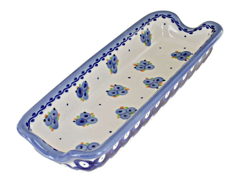 Blue Rose Polish Pottery Claire Corn on the Cob Plate