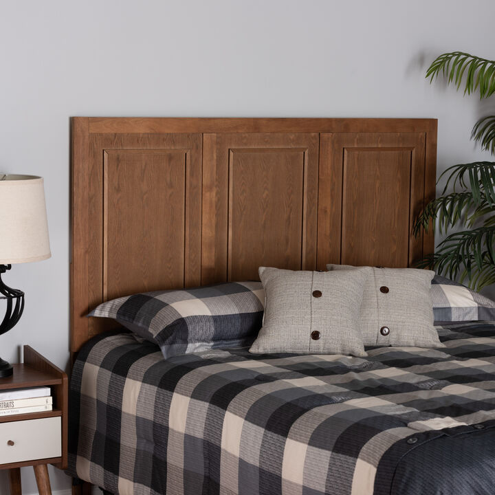 Baxton Studio Giordano Classic and Traditional Ash Walnut Finished Wood Queen Size Headboard