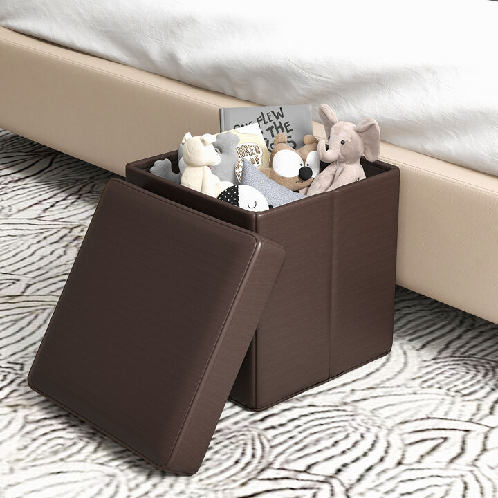 Upholstered Square Footstool with PVC Leather Surface for Bedroom