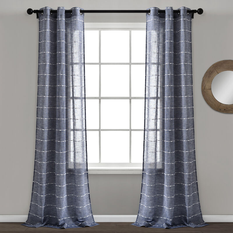 Farmhouse Textured Grommet Sheer Window Curtain Panels