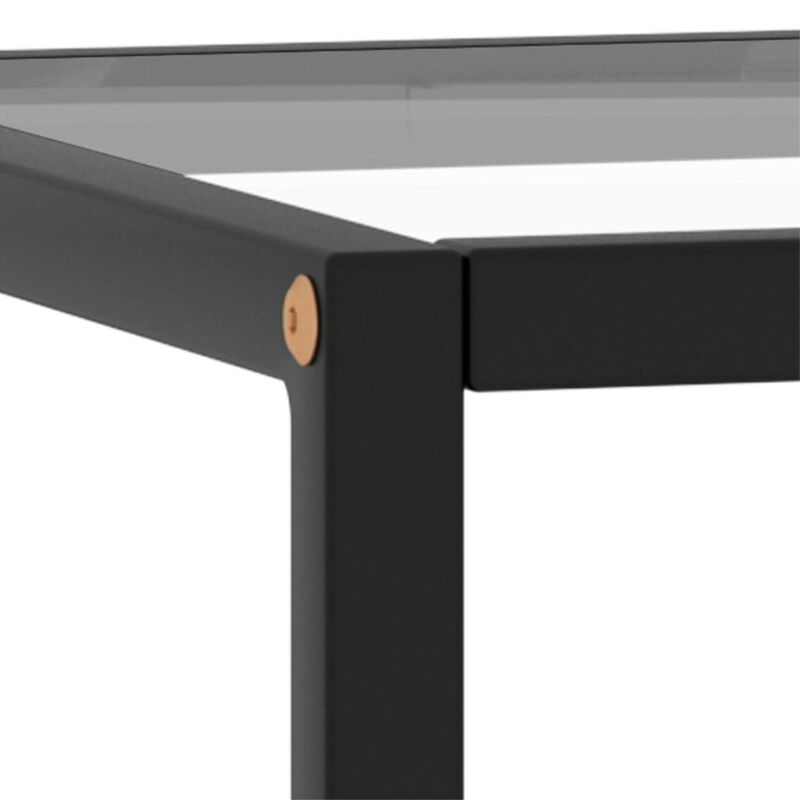 vidaXL Modern Coffee Table with Tempered Glass - Compact Black Powder-Coated Table for Living Room - Durable Steel Construction - Easy Maintenance.