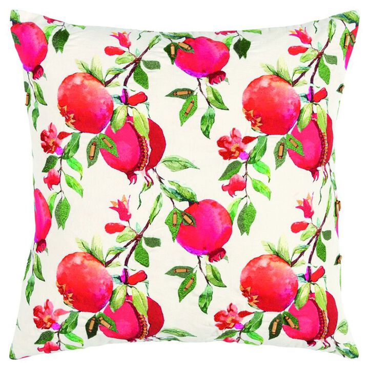 Homezia Red White Pomegranates Decorative Throw Pillow