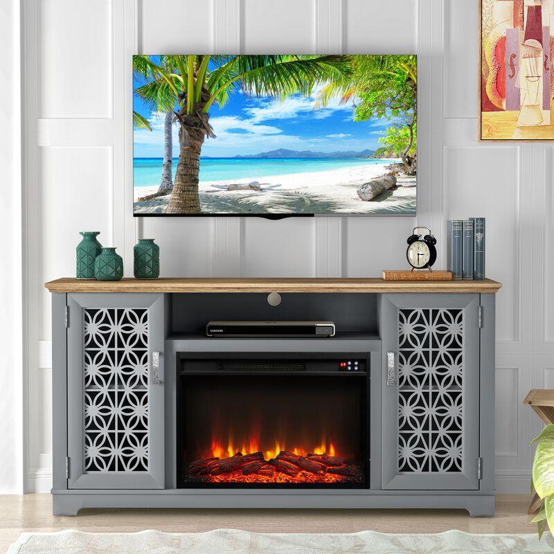FESTIVO Farmhouse TV Stand with Electric Fireplace for up to 65" TVs