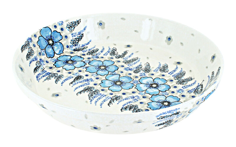 Blue Rose Polish Pottery Blue Tulip Pie Plate