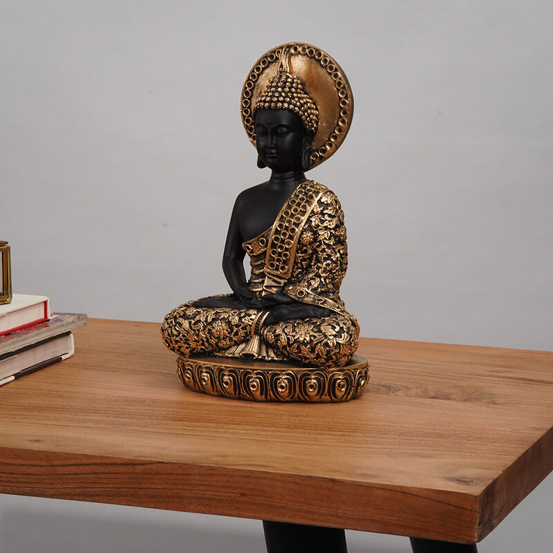 Handmade Eco-Friendly Vintage Resin Black Gold Sculpture 11"x7"x4.5" From BBH Homes