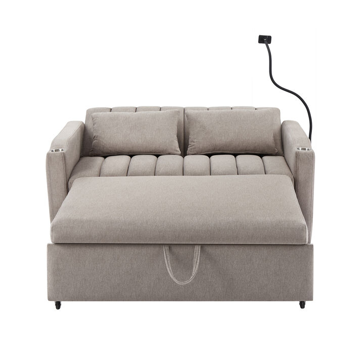 Merax Convertible Sofa Bed Loveseat with 3 USB Ports