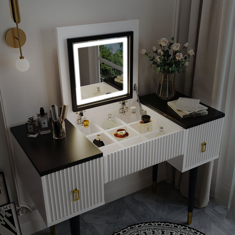 Merax Modern Vanity Table Set with Mirror