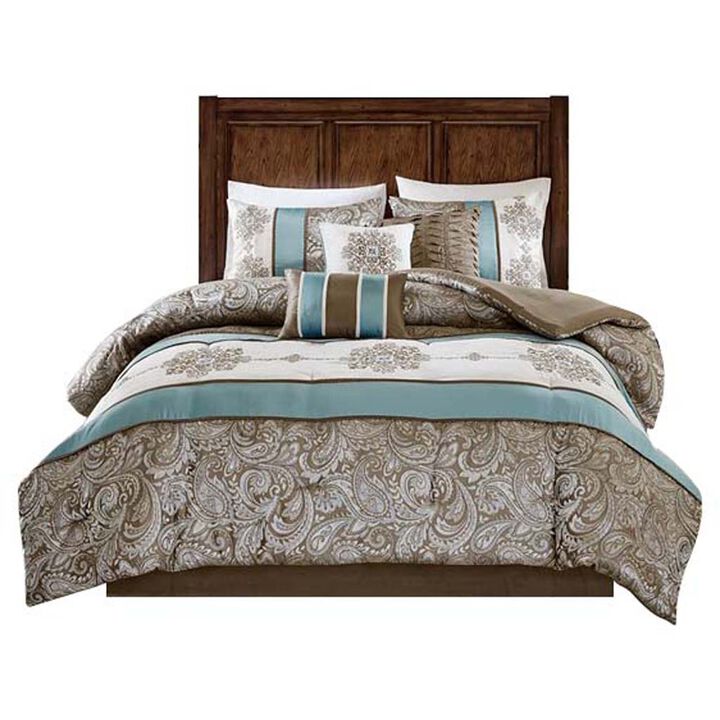 Gracie Mills Garret 7-Piece Paisley Jacquard Comforter Set - Queen