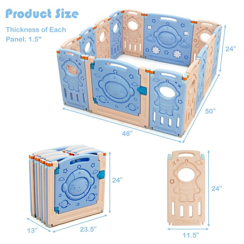 Foldable Playpen Kids Activity Center with Lockable Door