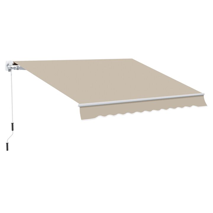 Beige Sun Blocker: 12'x10' Manual Retractable Patio Awning