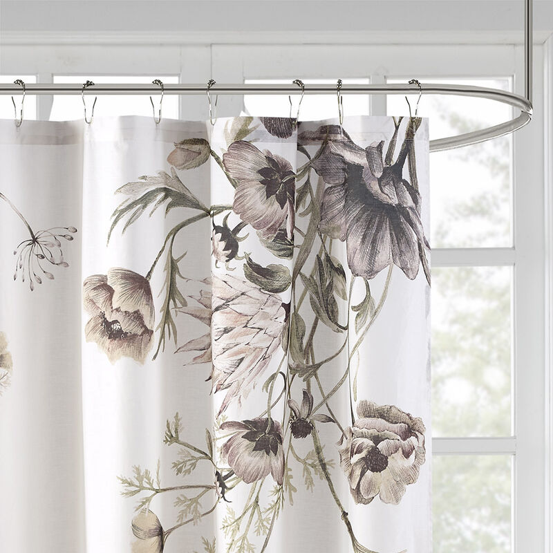 Gracie Mills Kyrie Floral Print Cotton Shower Curtain