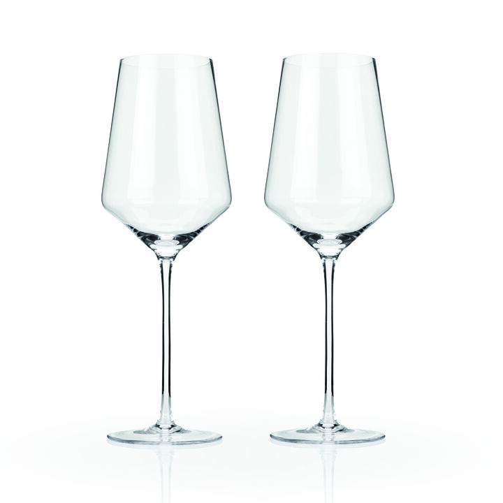 Raye Angled Crystal Bordeaux Glasses Set of 2