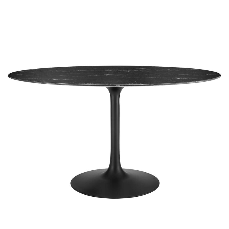 Modway - Lippa 54" Oval Artificial Marble Dining Table Black Black