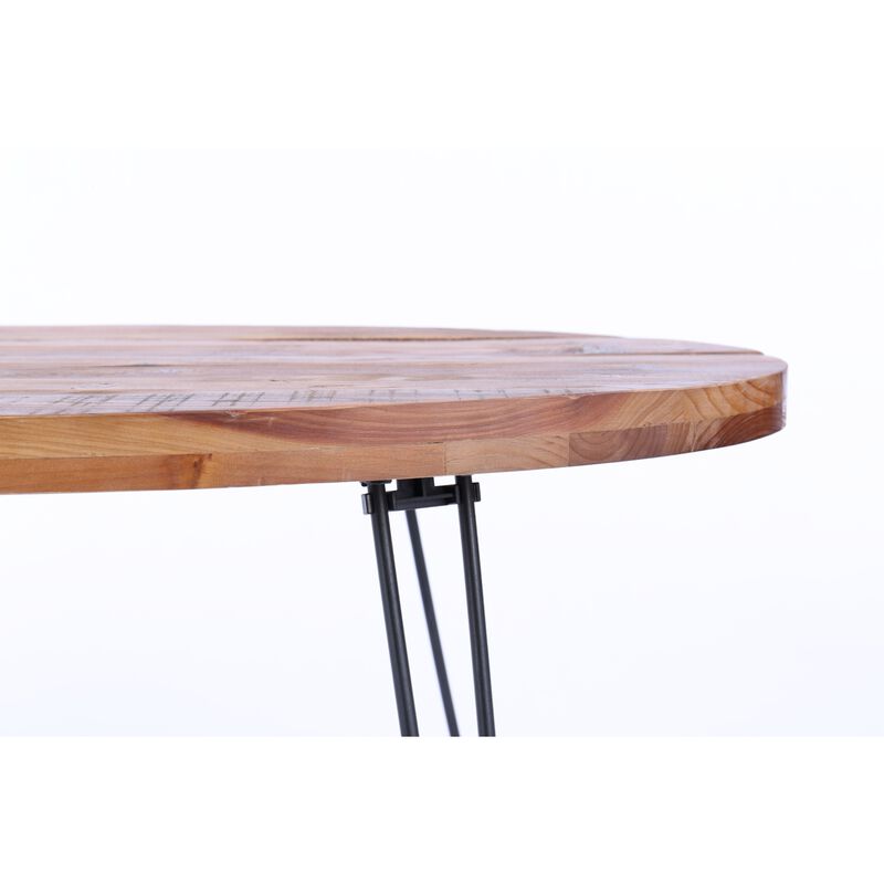 Oval Natural Reclaimed Wood Foldable Cocktail Table for Your Living Room