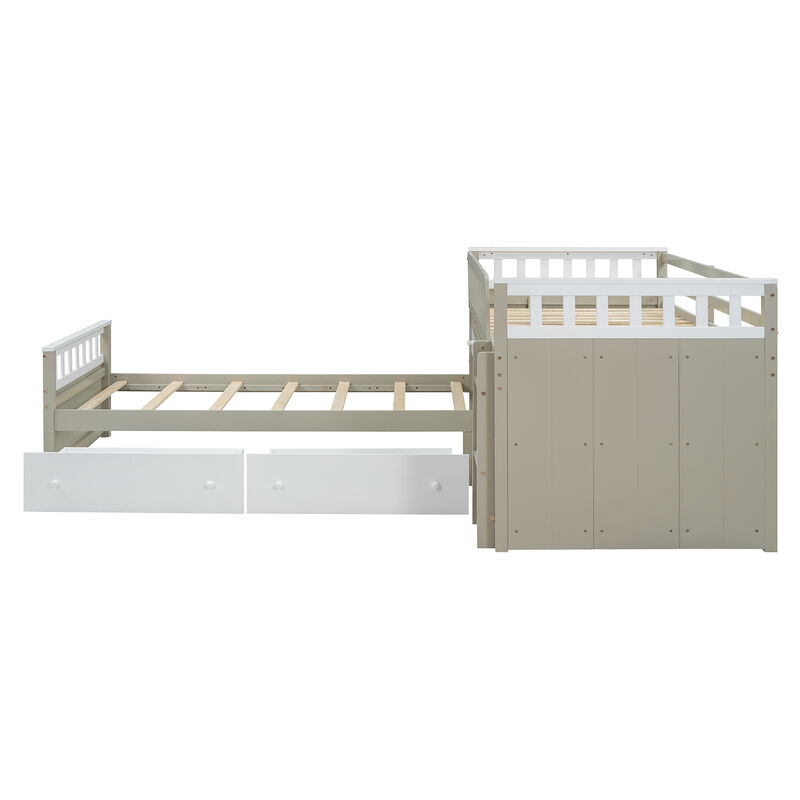 Merax L-shaped Loft Bed  with Platform Bed