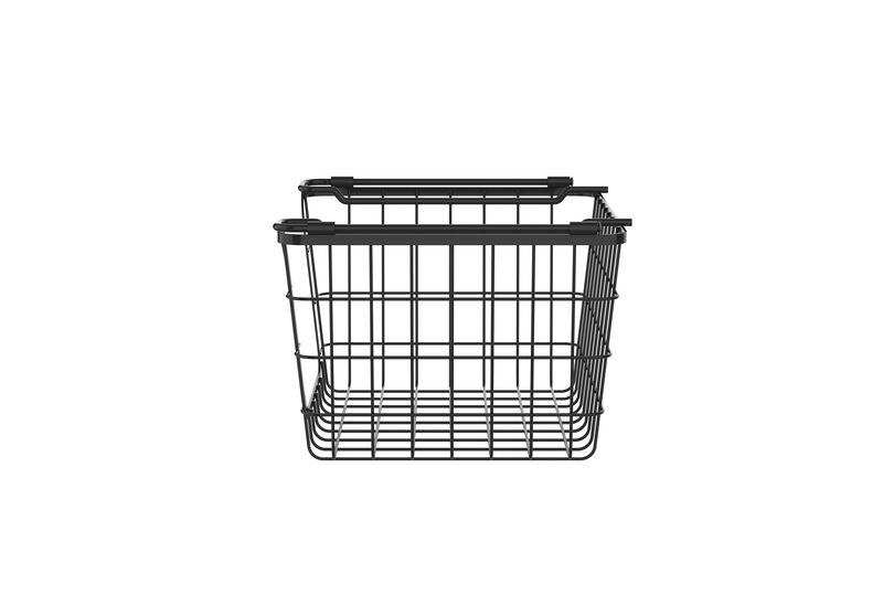 Oceanstar Stackable Metal Wire Storage Basket Set for Pantry, Countertop, Kitchen or Bathroom – Black, Set of 3