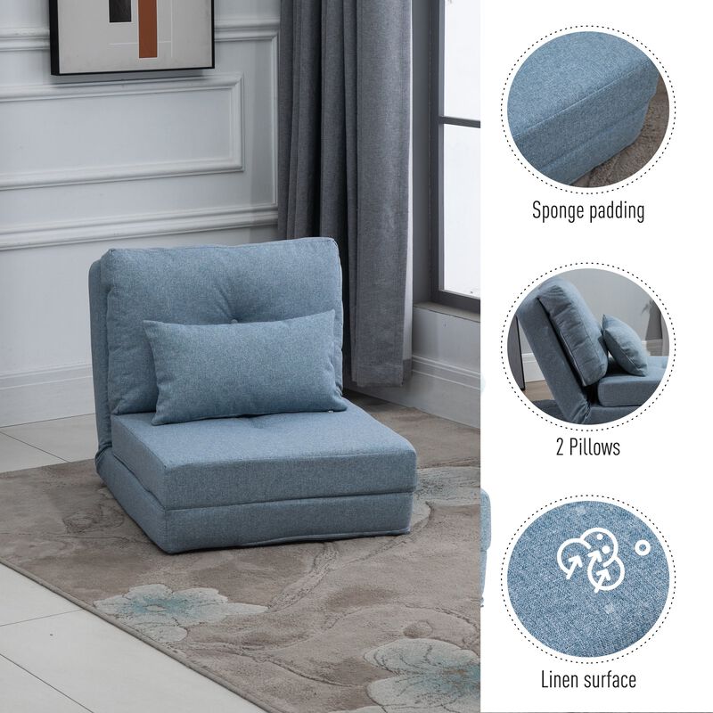 Blue Versatile Seating: Flip Chair Convertible Sofa Bed