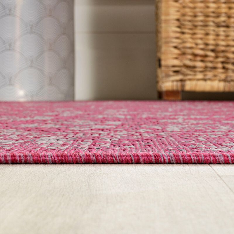 Tela Bohemian Textured Weave Floral Indoor/Outdoor Area Rug