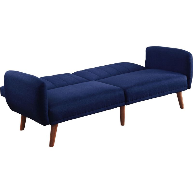 Fabric Upholstered Adjustable Sofa, Blue and Brown