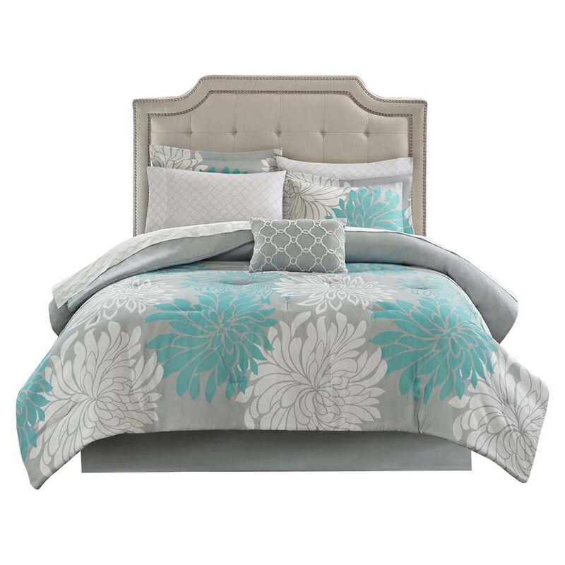 Gracie Mills Willie 9-Piece Floral Comforter Set with Cotton Sheets